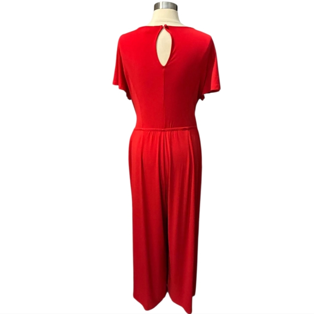 Lane Bryant | Red Stretch Flutter Sleeve Surplice Jumpsuit Size 18/20 - Picture 8 of 8